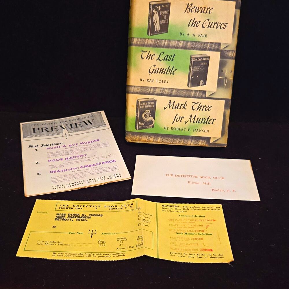 Detective Book Club 1957 HC DJ Book Club: Beware Curves/Last Gamble/Mark Three